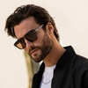 image:imageWearMe Pro  Polarized Retro Large Rectangular Mens SunglassesBlackBrown Lens