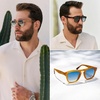 image:imageWearMe Pro  Polarized Retro Large Rectangular Mens SunglassesCrystal Caramel Frame  Gradient Blue Lens