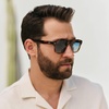 image:imageWearMe Pro  Polarized Retro Large Rectangular Mens SunglassesTortoise Brown Frame  Gradient Blue Lens
