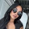 image:imageWearMe Pro  Reflective Lens Round Trendy SunglassesGold Frame  Black Lens