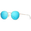 image:imageWearMe Pro  Reflective Lens Round Trendy SunglassesGold Frame  Blue Mirrored Lens