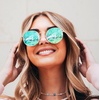 image:imageWearMe Pro  Reflective Lens Round Trendy SunglassesGold Frame  Blue Mirrored Lens