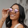 image:imageWearMe Pro  Reflective Lens Round Trendy SunglassesGold Frame  Pink Mirrored Lens