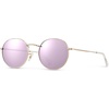 image:imageWearMe Pro  Reflective Lens Round Trendy SunglassesGold Frame  Pink Mirrored Lens