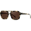 image:imageWearMe Pro  RetroInspired Square Double Bridge Aviator Womens Sunglasses Oversized Frame with Polarized UV ProtectionBeige Tortoise  Brown Lens