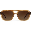 image:imageWearMe Pro  RetroInspired Square Double Bridge Aviator Womens Sunglasses Oversized Frame with Polarized UV ProtectionCrystal Brown Grain  Brown Gold Gradient Lens