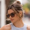 image:imageWearMe Pro  RetroInspired Square Double Bridge Aviator Womens Sunglasses Oversized Frame with Polarized UV ProtectionCrystal Brown Grain  Brown Gold Gradient Lens