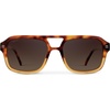 image:imageWearMe Pro  RetroInspired Square Double Bridge Aviator Womens Sunglasses Oversized Frame with Polarized UV ProtectionCrystal Sunset Tortoise  Dark Beige Gradient Lens