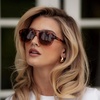 image:imageWearMe Pro  RetroInspired Square Double Bridge Aviator Womens Sunglasses Oversized Frame with Polarized UV ProtectionCrystal Sunset Tortoise  Dark Beige Gradient Lens