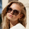 image:imageWearMe Pro  Square Oversized Metal Frame Fashion Style Women Polarized SunglassesBeige TortoiseGradient Brown Lens