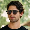 image:imageWearMe Pro  Urban Mens Square Sunglasses  Narrow Fit Double Bridge Design Modern Round Frames amp Polarized LensesEmerald Green Frame  Brown Lens