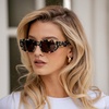 image:imageWearMe Pro  Womens Chunky Narrow Rectangular Sunglasses  Polarized Lightweight Acetate 100 UV ProtectionBeige Tortoise  Amber Lens