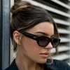 image:imageWearMe Pro  Womens Chunky Narrow Rectangular Sunglasses  Polarized Lightweight Acetate 100 UV ProtectionBlack  Triple Black Lens
