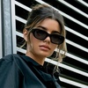 image:imageWearMe Pro  Womens Chunky Narrow Rectangular Sunglasses  Polarized Lightweight Acetate 100 UV ProtectionBlack  Triple Black Lens