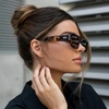 image:imageWearMe Pro  Womens Chunky Narrow Rectangular Sunglasses  Polarized Lightweight Acetate 100 UV ProtectionTortoise  Amber Lens