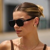 image:imageWearMe Pro  Womens Polarized Aviator Sunglasses Acetate Frame amp Trendy Sleek Double BridgeBlack  Triple Black Lens