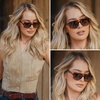 image:imageWearMe Pro  Womens Polarized Aviator Sunglasses Acetate Frame amp Trendy Sleek Double BridgeSaddlewood Tortoise  Grey Brown Gradient Lens
