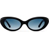 image:imageWearMe Pro  Womens Polarized CatEye Sunglasses Oval Lenses Thick Rounded Frame 5Barrel Hinges HandPolished DesignBlack  Gradient Light Blue Lens