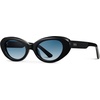 image:imageWearMe Pro  Womens Polarized CatEye Sunglasses Oval Lenses Thick Rounded Frame 5Barrel Hinges HandPolished DesignBlack  Gradient Light Blue Lens