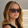image:imageWearMe Pro  Womens Polarized Rectangular Sunglasses Narrow Acetate Frame Durable 5Barrel Hinges HandPolished FinishEmber Tortoise  Dark Brown Lens