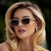 image:imageWearMe Pro  Womens Polarized Rectangular Sunglasses Narrow Acetate Frame Durable 5Barrel Hinges HandPolished FinishPearl Beige  Brown Lens