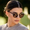 image:imageWearMe Pro  Womens Polarized Round Retro DoubleBridge Vintage SunglassesBeige Tortoise  Brown Lens