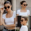 image:imageWearMe Pro  Womens Polarized Round Retro DoubleBridge Vintage SunglassesTortoise  Black Lens