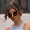 image:imageWearMe Pro  Womens Polarized Square Sunglasses Modern Square Aviator with Double Bridge Vintage AestheticsBeige Tortoise Frame  Brown Lens