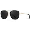 image:imageWearMe Pro  Womens Polarized Square Sunglasses Modern Square Aviator with Double Bridge Vintage AestheticsBlack  Black Lens
