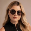 image:imageWearMe Pro  Womens Polarized Square Sunglasses Modern Square Aviator with Double Bridge Vintage AestheticsBlack  Black Lens