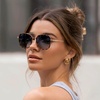 image:imageWearMe Pro  Womens Polarized Square Sunglasses Modern Square Aviator with Double Bridge Vintage AestheticsBrown Tortoise Frame  Gradient Blue Lens
