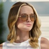 image:imageWearMe Pro  Womens Polarized Square Sunglasses Modern Square Aviator with Double Bridge Vintage AestheticsHoneycomb Tortoise  Gold Tinted Lens