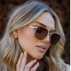 image:imageWearMe Pro  Womens Polarized Square Sunglasses Modern Square Aviator with Double Bridge Vintage AestheticsSunset Tortoise Frame  Gradient Brown Lens