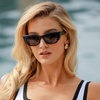 image:imageWearMe Pro  Womens Polarized Sunglasses CatEye Acetate Frame Rectangular Lenses Durable 5Barrel Hinges HandPolishedBlack  Oak Brown Gradient Lens