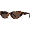 image:imageWearMe Pro  Womens Polarized Sunglasses Narrow Fashion CatEye Acetate Frame Oval Lenses HandPolishedEmber Tortoise  Dark Brown Lens