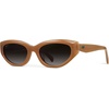 image:imageWearMe Pro  Womens Polarized Sunglasses Narrow Fashion CatEye Acetate Frame Oval Lenses HandPolishedToffee Brown  Oak Brown Gradient Lens