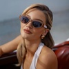 image:imageWearMe Pro  Womens Polarized Sunglasses Narrow Fashion CatEye Acetate Frame Oval Lenses HandPolishedToffee Brown  Oak Brown Gradient Lens