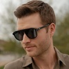 image:imageWearMe Pro Bold Retro Polarized Aviator Sunglasses  Geometric Flat Top Frame Design Gradient LensesGlossy Black  Black Lens
