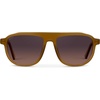 image:imageWearMe Pro Bold Retro Polarized Aviator Sunglasses  Geometric Flat Top Frame Design Gradient LensesMilky Golden Brown  Brown Gradient Lens