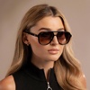 image:imageWearMe Pro Chic Retro Oversized Polarized Sunglasses Statement Aviators for WomenBlack  Grey Brown Gradient Lens