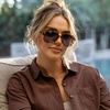 image:imageWearMe Pro Chic Retro Oversized Polarized Sunglasses Statement Aviators for WomenHoney Tortoise Frame  Twilight Gradient Lens