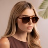 image:imageWearMe Pro Chic Retro Oversized Polarized Sunglasses Statement Aviators for WomenHoneycomb Tortoise  Brown Lens