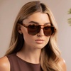 image:imageWearMe Pro Chic Retro Oversized Polarized Sunglasses Statement Aviators for WomenHoneycomb Tortoise  Brown Lens