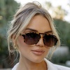 image:imageWearMe Pro Chic Retro Oversized Polarized Sunglasses Statement Aviators for WomenTortoise Clear Frame  Gradient Sunset Lens