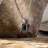 image:imageWearMe Pro Mens Pendant Necklace  3mm Rolo Box Chain amp Beveled Pendant with Porcelain Stone Inset