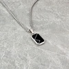 image:imageWearMe Pro Mens Pendant Necklace  3mm Rolo Box Chain amp Beveled Pendant with Porcelain Stone Inset