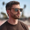 image:imageWearMe Pro Mens Polarized Square Sunglasses  Oversized Sport Style for Tennis amp Pickleball  AntiGlare Lens NoSlip GripDune Brown  Smoke Green Lens
