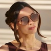 image:imageWearMe Pro Polarized Aviator Classic Double Bridge Womens SunglassesCrystal Copper Frame  Gradient Brown Lens