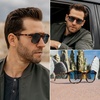 image:imageWearMe Pro Polarized DoubleBridge Large Rectangular Unisex SunglassesTortoise  Gradient Blue Lens