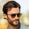 image:imageWearMe Pro Polarized Modern Aviator OneBridge Square Mens SunglassesCrystal Graphite Grey  Dark Beige Gradient Lens